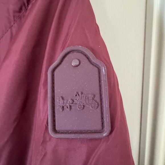 Coach Long Down Puffer Coat Burgundy XS - Picture 6 of 10